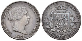 Isabel II (1833-1868). 25 céntimos de real. 1864. Segovia. (Cal 2008-599). Ae. 9,30 g. Reverso girado 15º a la derecha. Golpecitos. MBC+. Est...30,00....