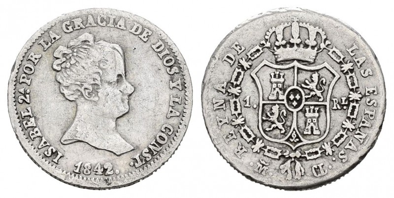 Isabel II (1833-1868). 1 real. 1842. Madrid. CL. (Cal 2008-412). Ag. 1,43 g. Esc...