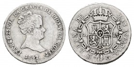 Isabel II (1833-1868). 1 real. 1842. Madrid. CL. (Cal 2008-412). Ag. 1,43 g. Escasa. MBC-. Est...100,00. English: Elizabeth II (1833-1868). 1 real. 18...