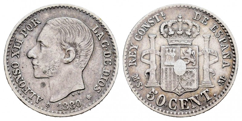 Alfonso XII (1874-1885). 50 céntimos. 1880*8-0. Madrid. MSM. (Cal 2008-63). (Cal...