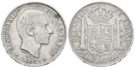 Alfonso XII (1874-1885). 50 centavos. 1885. Manila. (Cal 2008-86). Ag. 12,83 g. BC+. Est...25,00. English: Centenary of the Peseta (1868-1931). Alfons...