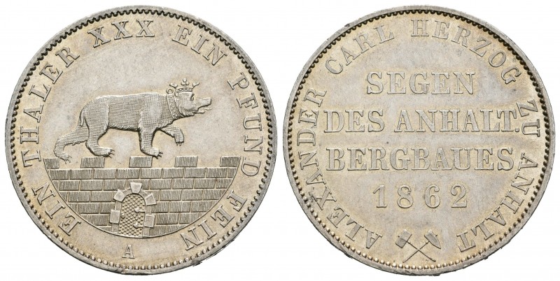 Alemania. Anhalt-Bernburg. 1/6 thaler. 1862. Berlín. A. (Km-88). (Jaeger-71). Ag...