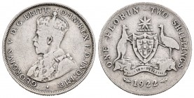Australia. George V. 1 florín. 1922. Melbourne. (Km-27). Ag. 11,10 g. BC+. Est...30,00. English: Australia. George V. 1 florín. 1922. Melbourne. (Km-2...