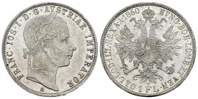 Austria. Franz Joseph I. 1 florín. 1860. Viena. A. (Km-2219). Ag. 12,33 g. Brillo original. EBC+. Est...30,00. English: Austria. Franz Joseph I. 1 flo...