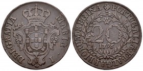 Azores. María I. 20 reis. 1796. (Km-3). (Gomes-03-03). Ae. 12,23 g. BC. Est...15,00. English: Azores. 20 reis. 1796. (Km-3). (Gomes-03-03). Ae. 12,23 ...