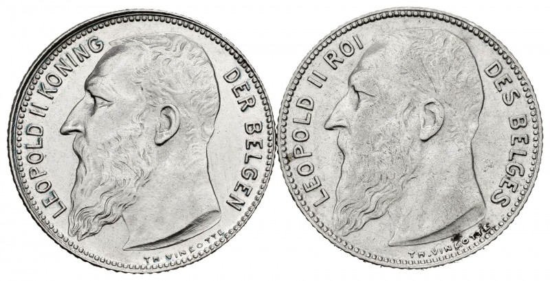 Bélgica. Leopold I. Lote de 2 monedas de Bélgica, de 1 franco, del rey Leopoldo ...