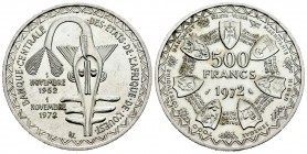 Estados Africanos del Oeste. 500 francos. 1972. (Km-7). Ag. 24,94 g. SC-. Est...35,00. English: West African States. 500 francos. 1972. (Km-7). Ag. 24...