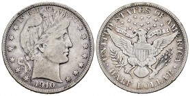 Estados Unidos. 1/2 dollar. 1910. San Francisco. S. (Km-116). Ag. 12,35 g. Escasa. MBC-. Est...50,00. English: United States. 1/2 dollar. 1910. San Fr...