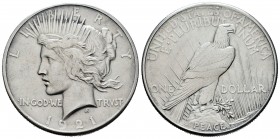Estados Unidos. 1 dollar. 1921. Philadelphia. (Km-150). Ag. 26,60 g. Escasa. MBC+. Est...100,00. English: United States. 1 dollar. 1921. Philadelphia....
