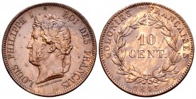 Francia. Colonias. Louis Philippe I. 10 centimes. 1843. París. A. (Km-13). (Gad-2948). Ae. 19,84 g. Buen ejemplar. EBC+. Est...75,00. English: France....