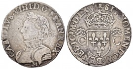 Francia. Carlos IX. Testón. 1562. Toulouse. M. (Duplessy-1063). (Ciani-1356). Ag. 9,24 g. BC+/MBC-. Est...60,00. English: France. Charles IX. Testón. ...