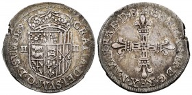 Francia. Henry III. 1/4 ecu. 1589. Señorío de Bearn y Reino de Navarra. (Duplessy-1325). Anv.: HENRICVS·III·D·G·REX·NAVARRAE·D·B. Rev.: GRATIA·DEI·SVM...