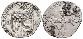 Francia. Henry IV. 1/4 ecu. 1597. Bayona. ¿L?. (Duplessy-1224). Ag. 7,97 g. Posible ceca Bayona por verse la parte superior de la letra L. Oxidaxiones...