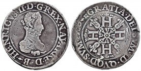 Francia. Henry II. 1 franco. 1580. Navarra. (Boudeau-597). (Duplessy-1319). Ag. 14,01 g. Escasa. MBC-/MBC. Est...200,00. English: France. Henry II. 1 ...