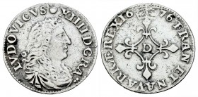 Francia. Louis XIV. 4 soles. 1676. Lyon. D. (Gad-103). (Duplessy-1504). Ag. 1,43 g. Limpiada. MBC. Est...60,00. English: France. Louis XIV. 4 soles. 1...