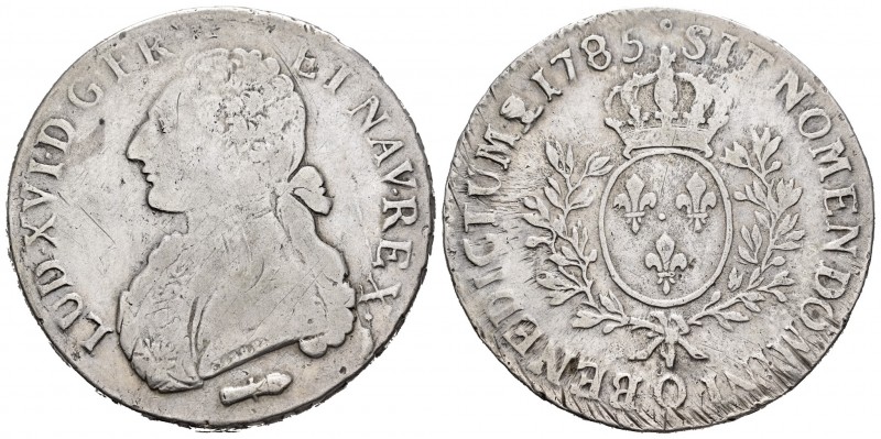 Francia. Louis XVI. 1 ecu. 1785. Perpignan. Q. (Km-564). Ag. 28,92 g. BC+/MBC-. ...