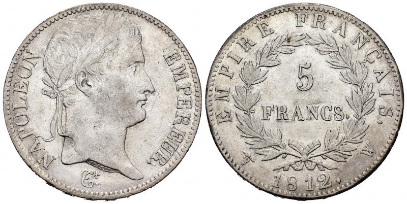 Francia. Napoleón Bonaparte. 5 francos. 1812. Lille. W. (Km-694.16). (Gad-584). ...
