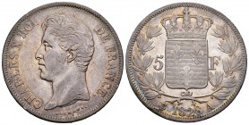 Francia. Charles X. 5 francos. 1828. París. A. (Km-728.1). (Gad-644). Ag. 24,87 g. Bonita pátina. MBC+. Est...60,00. English: France. Charles X. 5 fra...