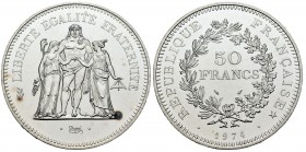 Francia. 50 fancos. 1973. (Gad-882). Ag. 30,10 g. SC. Est...25,00. English: France. 50 fancos. 1973. (Gad-882). Ag. 30,10 g. UNC. Est...25,00.