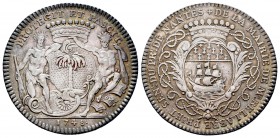 Francia. Jetón. 1748. Nantes. (Betts-384). (Feuardent-8817). Ag. 7,20 g. Compañía de las Indias Occidentales. Muy rara. Un ejemplar muy agradable de e...