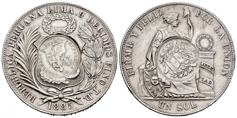 Guatemala. 1 peso. 1894. (Km-221 variante). Ag. 24,95 g. Resello de 1/2 real de ...