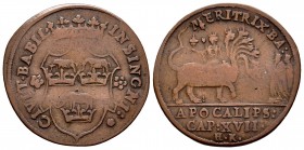 Gran Bretaña. Token (1/2 penique). Ae. 4,45 g. Token apocalíptico del s. XVIII. MBC-. Est...35,00. English: United Kingdom. Token (1/2 penique). Ae. 4...