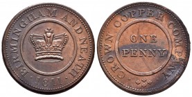 Gran Bretaña. George III. 1 penny - Token. 1811. Birmingham. (Withers-227). Anv.: BIRMINGHAM AND NEATH. Corona dentro de círculo. Rev.: CROWN COPPER C...