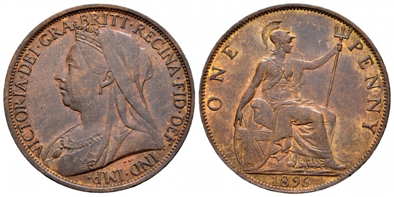 Gran Bretaña. Victoria. 1 penny. 1896. (Km-789). (S-3962). Ae. 9,61 g. MBC+. Est...