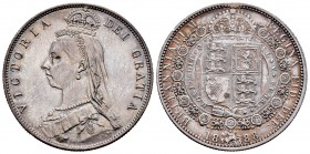 Gran Bretaña. Victoria. 1/2 corona. 1888. (Km-764). Ag. 14,13 g. Resto de soldadura en el canto a las 12 h. EBC. Est...50,00. English: United Kingdom....