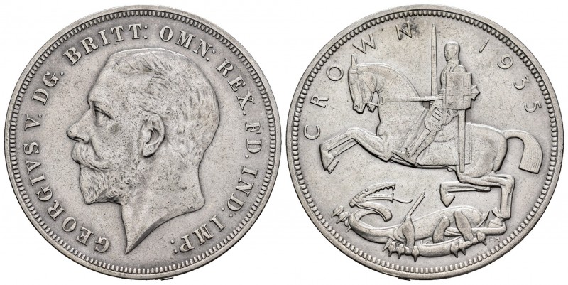 Gran Bretaña. George V. 1 corona. 1935. (Km-842). Ag. 28,17 g. MBC+. Est...25,00...