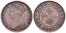 Hong Kong. Victoria. 1 centavo. 1880. (Km-4.3). Ae. 7,52 g. EBC-. Est...20,00. English: Hong Kong. Victoria Queen. 1 centavo. 1880. (Km-4.3). Ae. 7,52...