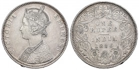 India Británica. Victoria. 1 rupia. 1886. (Km-490). Ag. 11,63 g. Golpecitos en el canto. EBC+. Est...40,00. English: British India. Victoria Queen. 1 ...