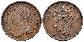 Irlanda. George IV. 1/2 penny. 1822. (Km-147.2d). Ae. 8,69 g. MBC+. Est...18,00. English: Ireland. George IV. 1/2 penny. 1822. (Km-147.2d). Ae. 8,69 g...