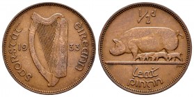 Irlanda. 1/2 penny. 1935. (Km-2). Ae. 5,41 g. Golpecito en el canto. MBC+. Est...10,00. English: Ireland. 1/2 penny. 1935. (Km-2). Ae. 5,41 g. Minor n...