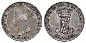 Italia. Ducado de Parma. Maria Luigia. 10 soldi. 1815. (Km-C27). (Pagani-10). (Mont-120). Ag. 2,51 g. Tono. MBC+. Est...45,00. English: Italy. Parma. ...