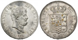 Italia. Ferdinando II. 120 grana. 1855. Nápoles. (Km-346). (Dav-174). Ag. 27,43 g. Manchitas en reverso. MBC+/EBC-. Est...65,00. English: Italy. Ferdi...