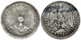 México. 2 pesos. 1914. Guerrero. (Km-643). Ag. 24,24 g. MBC-. Est...35,00. English: Mexico. 2 pesos. 1914. Guerrero. (Km-643). Ag. 24,24 g. Almost VF....