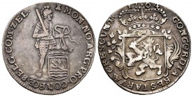 Países Bajos. 1/4 ducado. 1764. Zeeland. (Km-99). (Delm-1008a). Ag. 6,95 g. MBC-/MBC. Est...60,00. English: Low Countries. 1/4 ducado. 1764. Zeeland. ...