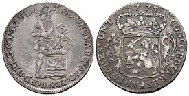 Países Bajos. 1/4 ducado. 1775. Zeeland. (Km-99). (Delm-1008a). Ag. 6,90 g. MBC. Est...50,00. English: Low Countries. 1/4 ducado. 1775. Zeeland. (Km-9...