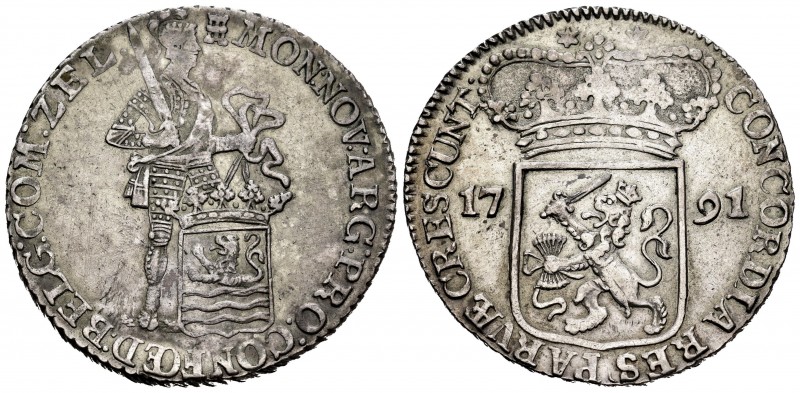 Países Bajos. 1 ducado. 1791. Zeeland. (Km-52.4). (Delm-976). Ag. 27,98 g. MBC. ...