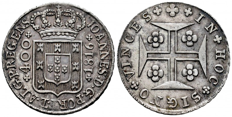 Portugal. Joao Príncipe Regente. 400 reis. 1816. (Km-331). Ag. 13,44 g. Ligerame...