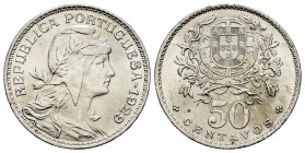 Portugal. 50 centavos. 1929. (Km-577). (Gomes-25.03). Cu-Ni. 4,57 g. SC-. Est...70,00. English: Portugal. 50 centavos. 1929. (Km-577). (Gomes-25.03). ...