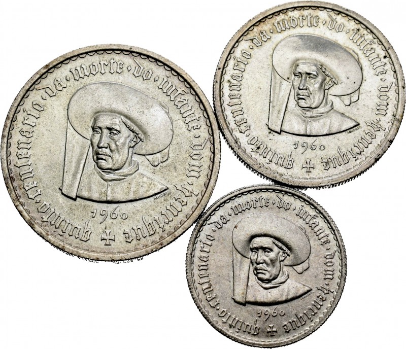 Portugal. Lote de 3 piezas de plata de Portugal de 1960, 5, 10 y 20 escudos, del...