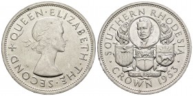 Rodesia del Sur. Isabel II. 1 corona. 1963. (Km-27). Ag. 28,29 g. EBC/EBC+. Est...40,00. English: Southern Rhodesia. 1 corona. 1963. (Km-27). Ag. 28,2...