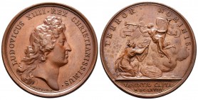Francia. Louis XIV. Medalla. 1668. (Divo-104). Ae. 26,42 g. Toma de Besançon por Mauger. Diámetro 41 mm. EBC. Est...50,00. English: France. Louis XIV....