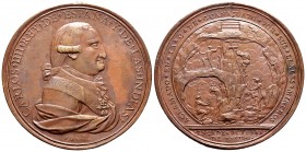 Carlos IV (1788-1808). Medalla. 1790. Guanajuato. (H-144). Ae. 46,30 g. Proclamación de los Mineros. Grabador: Gil. Agujero en el canto a las 12 h. Es...