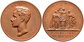 Alfonso XIII (1886-1931). Medalla de procalmación. 1902. (Rah-739). Rev.: El rey prestando juramento frente a la reina madre, detrás la alegoría de Es...
