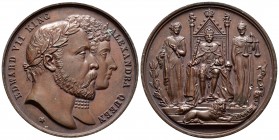 Gran Bretaña. Edward VII. Medalla. 1902. Ae. 33,99 g. Coronación del rey Edward VII y la reina Alexandra el 26 de junio. Diámetro 45 mm. EBC+. Est...3...