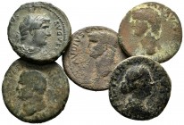 Lote de 5 ases romanos, Claudio (2), Adriano (1), Vespasiano (1), Faustina (1). A EXAMINAR. BC-/BC. Est...45,00. English: Lote de 5 ases romanos, Clau...