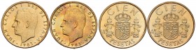 Lote de 2 monedas de 100 pesetas 1983, con las flores de lis del canto hacia arriba y hacia abajo . SC. Est...30,00. English: Lote de 2 monedas de 100...